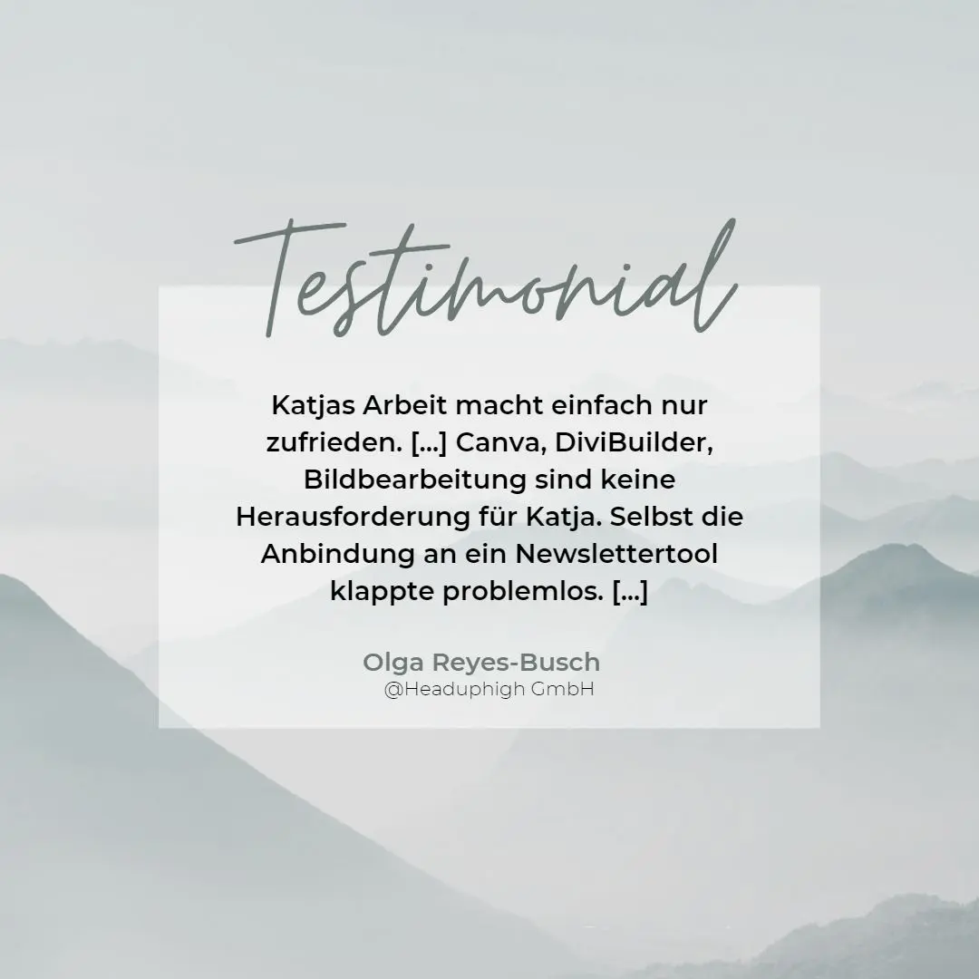 Testimonial für meine Arbeit als Virtuelle Assistentin für Technik und Design
