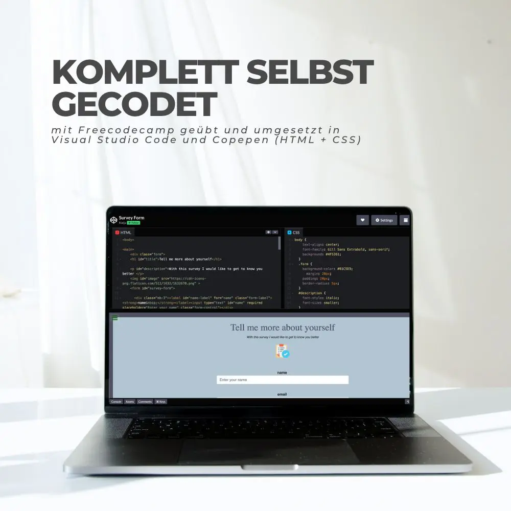 Laptop mit selbstgecodeter Website