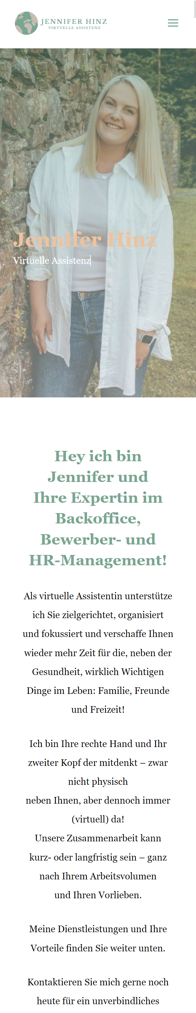 Projekt Jennifer Hinz Onepager WordPress 5