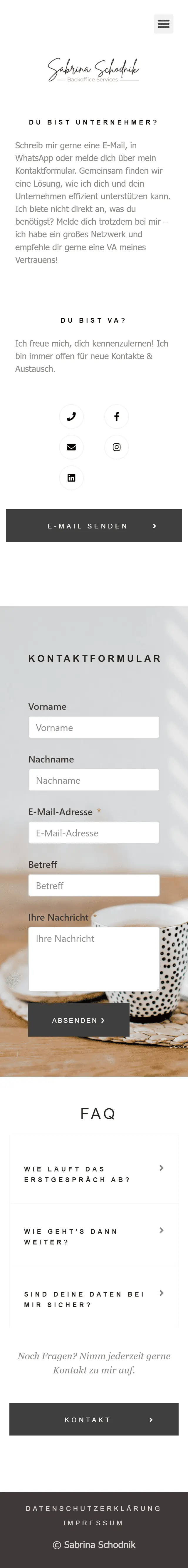 Projekt Website Sabrina Schodnik Elementor WordPress 5