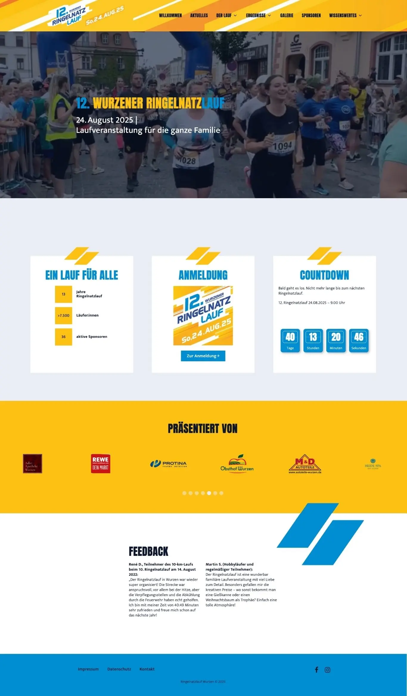 Screenshot der Startseite vom Ringelnatzlauf