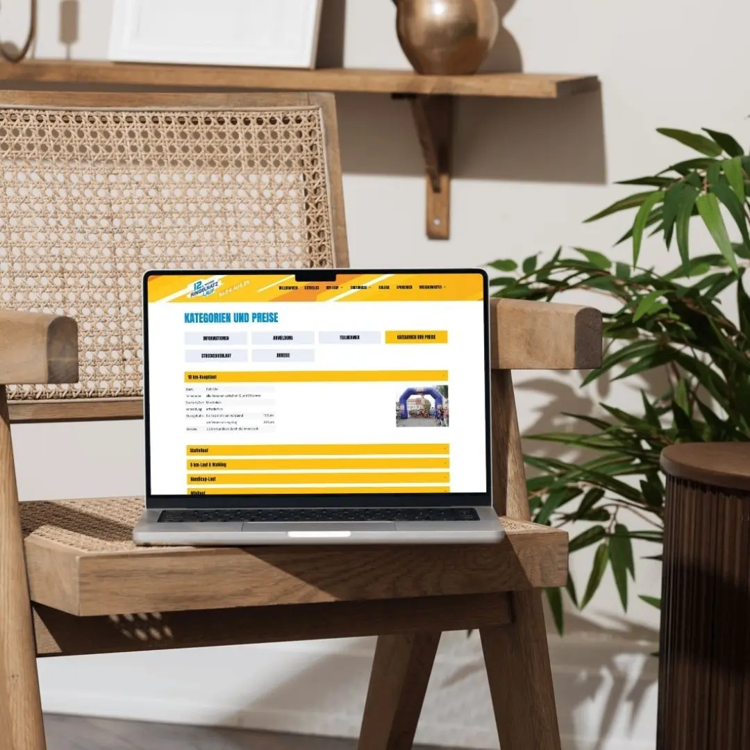 Mockup vom Laptop mit der Seite des Ringelnatzlaufes