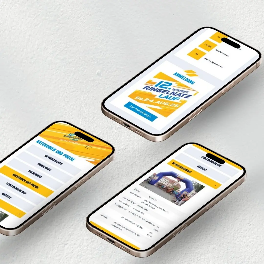 Mockup verschiedene Handys Ringelnatzlauf Redesign