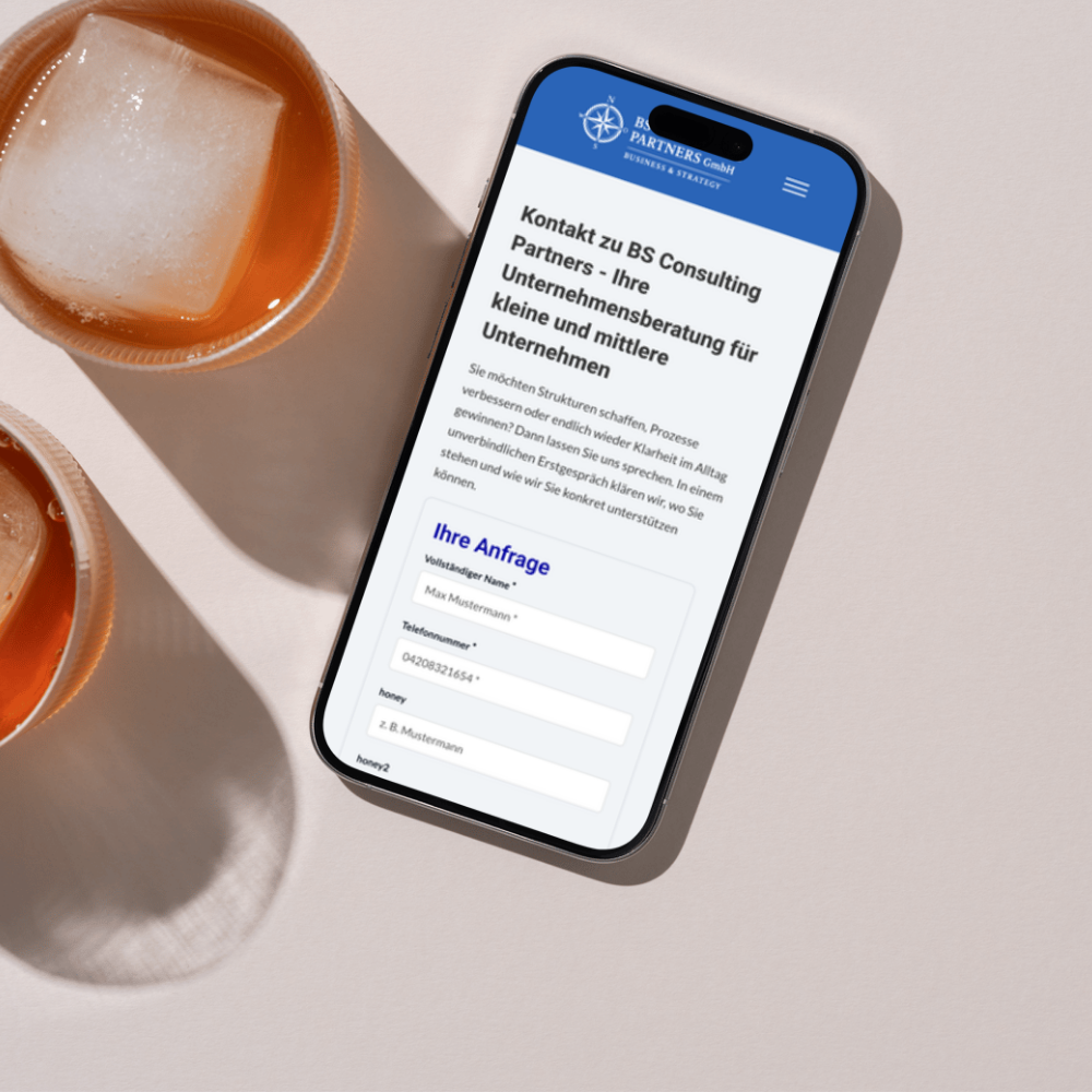 Website BS Consulting auf Handy