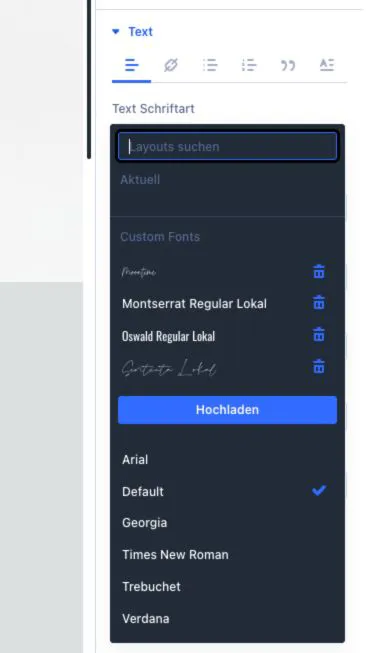 Divi 5 Upload Dialog für Schriftwarten